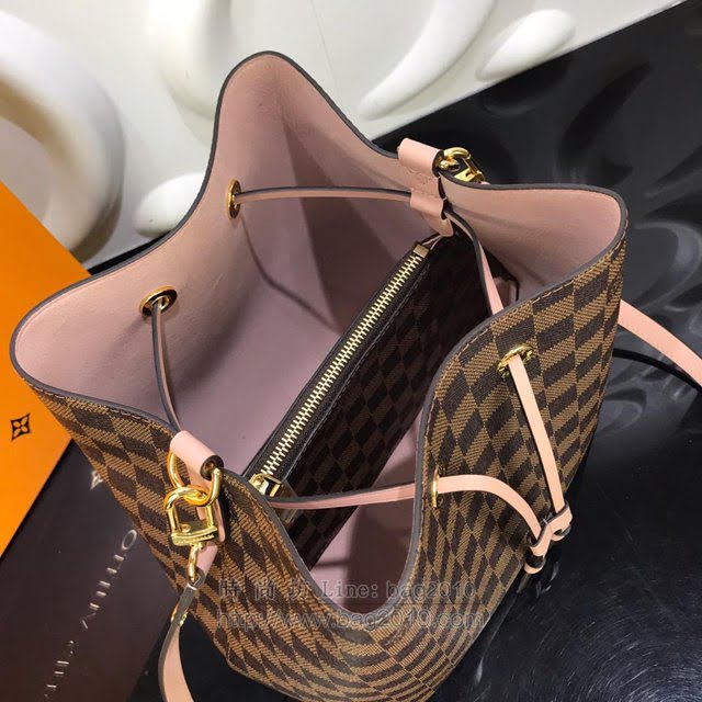 LV女包 N40213 2019新顏色 路易威登NéoNoé手袋 LV抽繩水桶包 LV女肩背包 LV棋盤格挎包  ydh3057